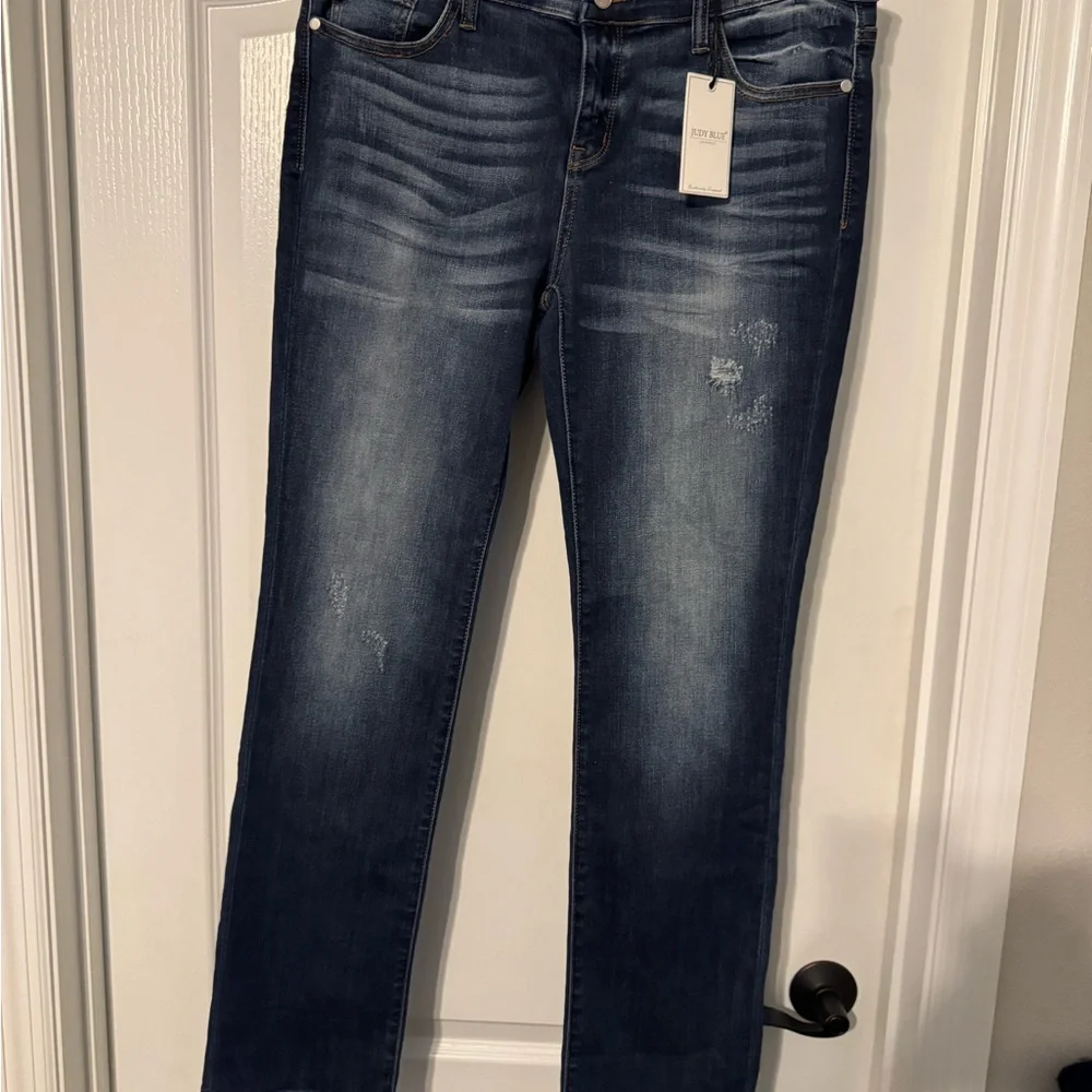 Judy Blue Dark Wash Straight Leg Jeans - Picture 1 of 4